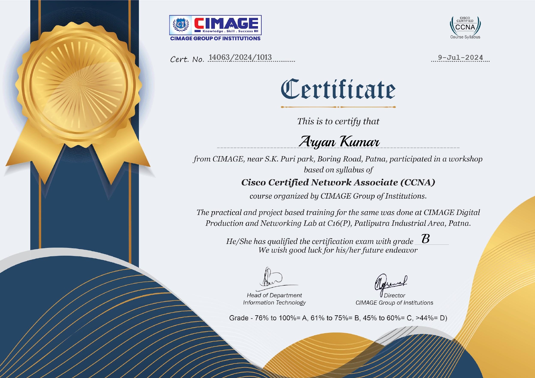 Certificate in Cisco Certified Network Associate